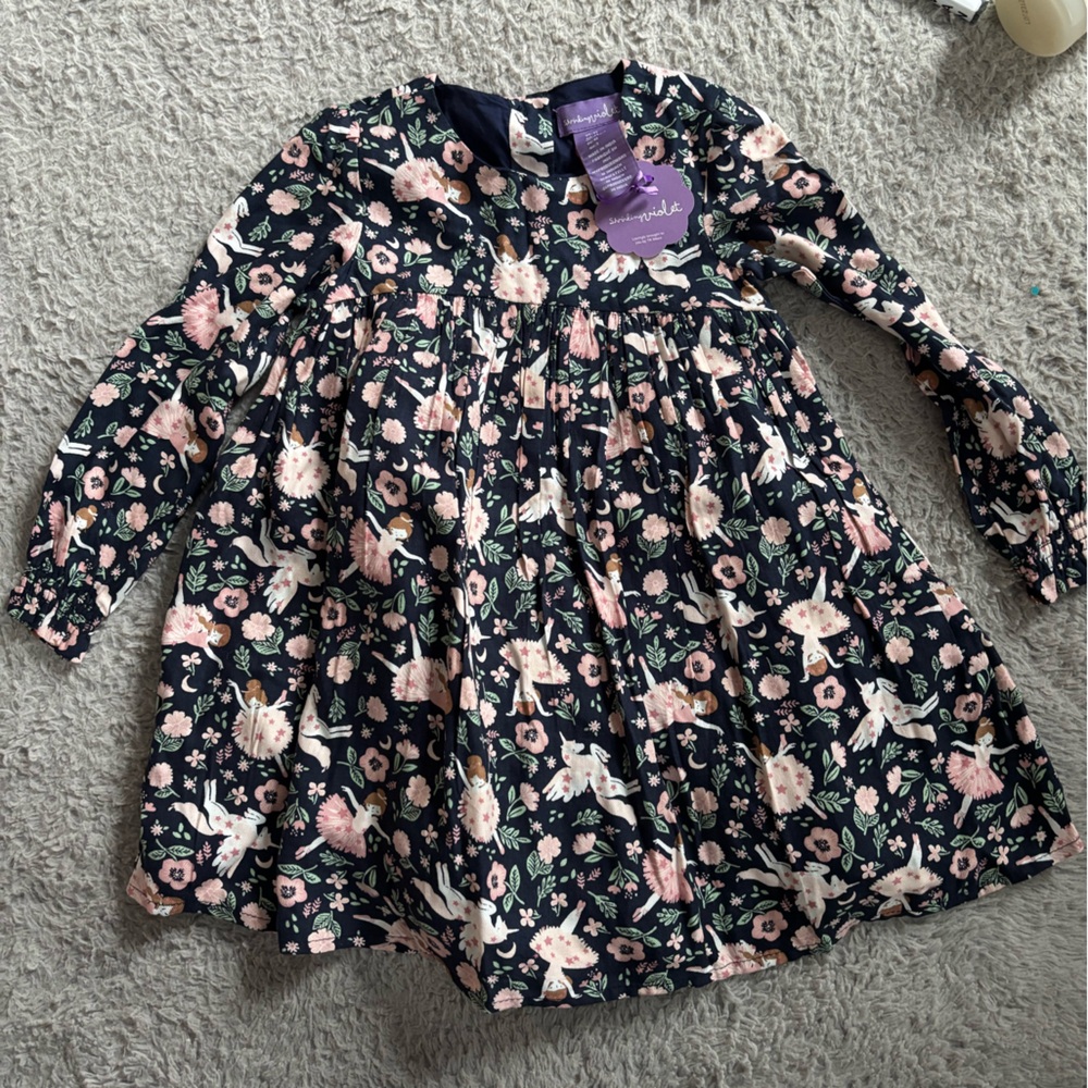 Shrinking Violet Navy Floral Dress with Pink and Green Accents